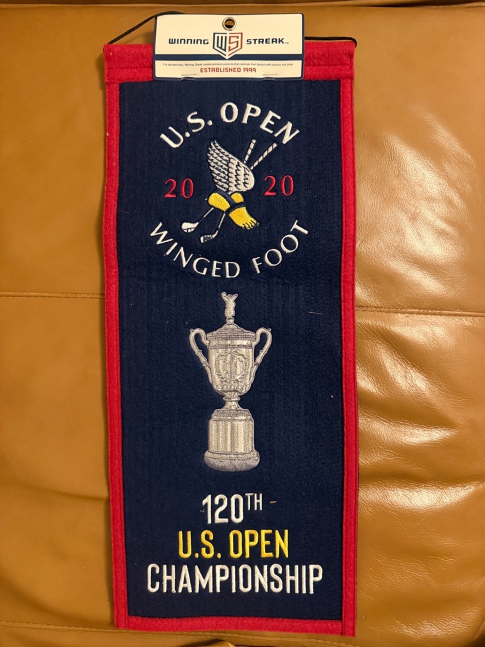 120th U.S. Open Winged Foot 2020 Navy and Red Wall Banner